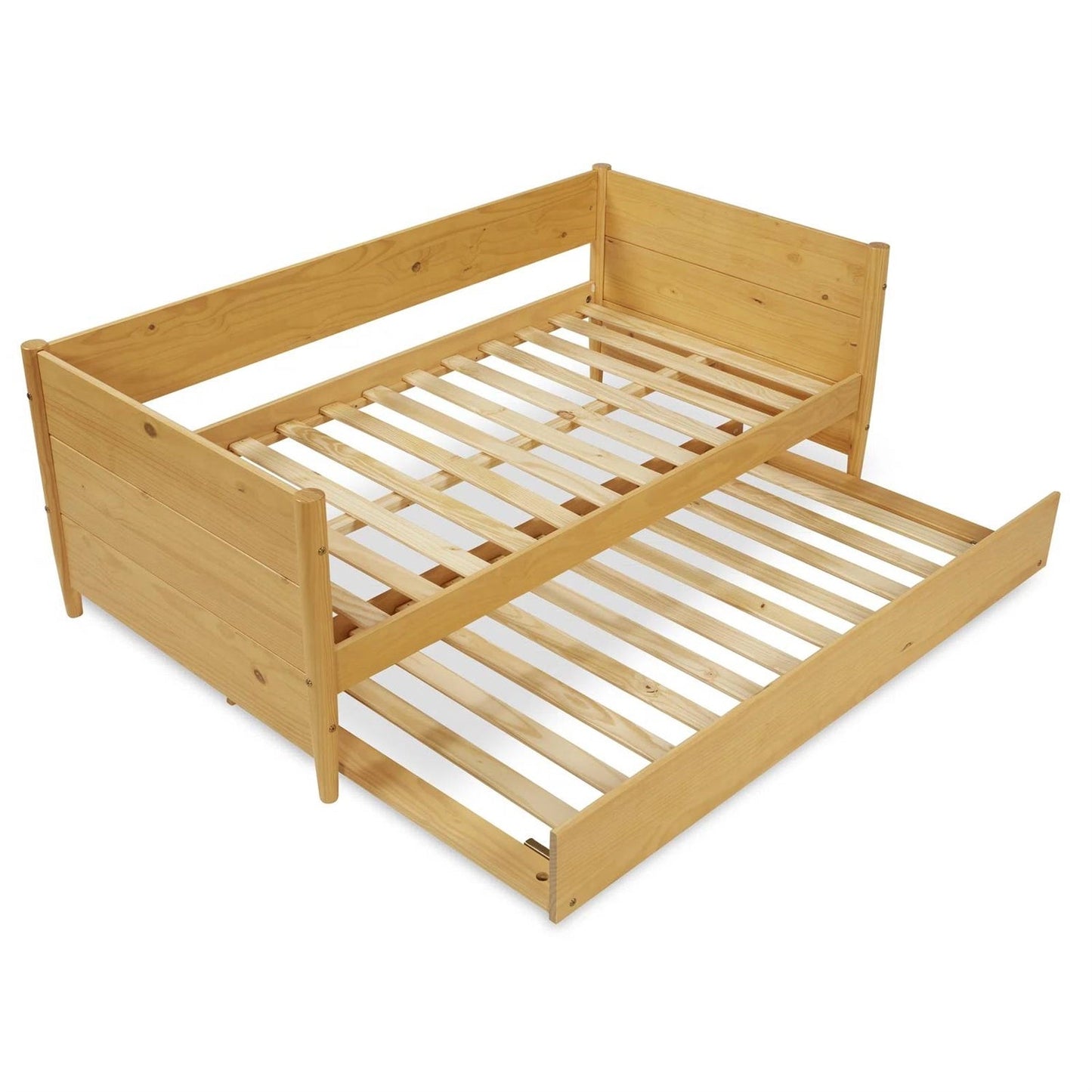 Cama nido doble de madera maciza con cama extraíble en amarillo marrón claro