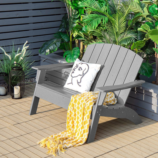 HDPE Patio Adirondack Chair for Porch Garden Backyard-Gray - Tampa Home & Garden Store