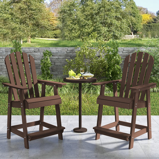 HDPE Patio Chair with Armrest and Footrest for Indoor Outdoor-Brown - Tampa Home & Garden Store