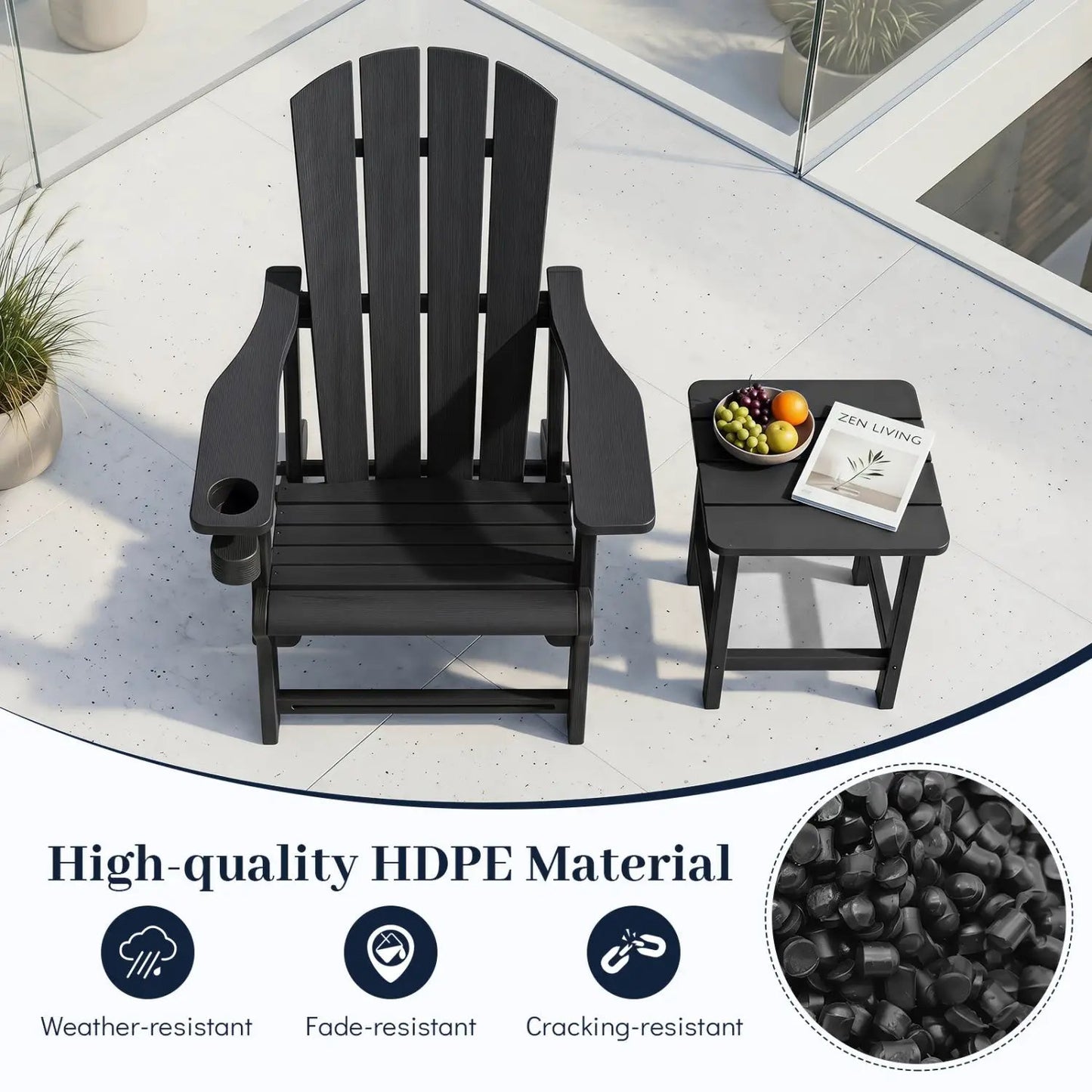 HDPE Adirondack Chair With Realistic Wood Grain