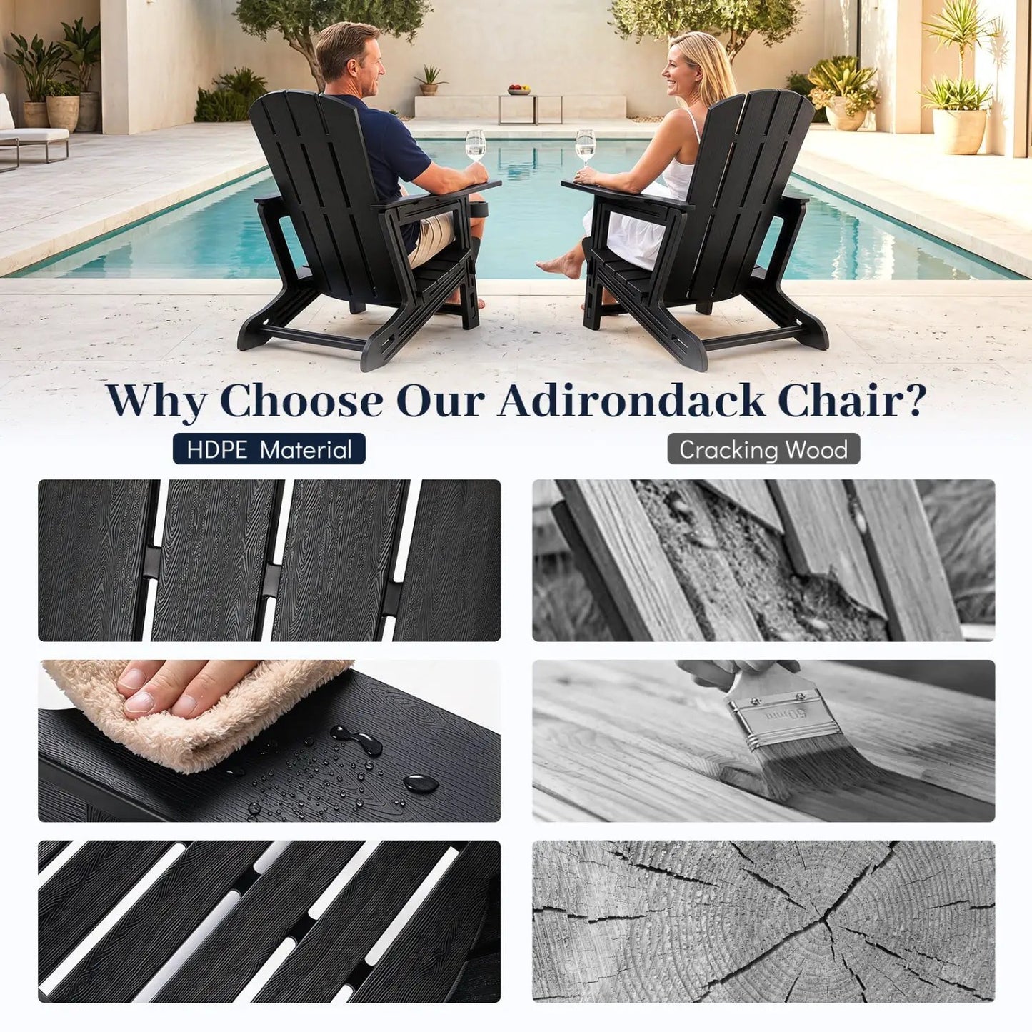 HDPE Adirondack Chair With Realistic Wood Grain