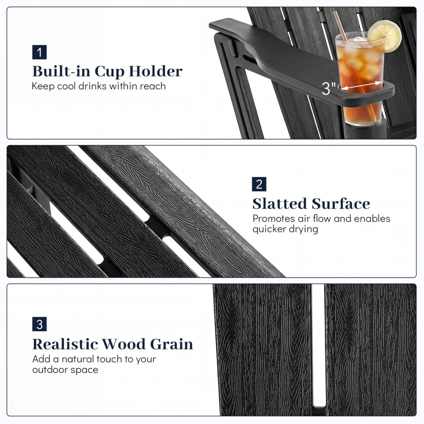 HDPE Adirondack Chair With Realistic Wood Grain