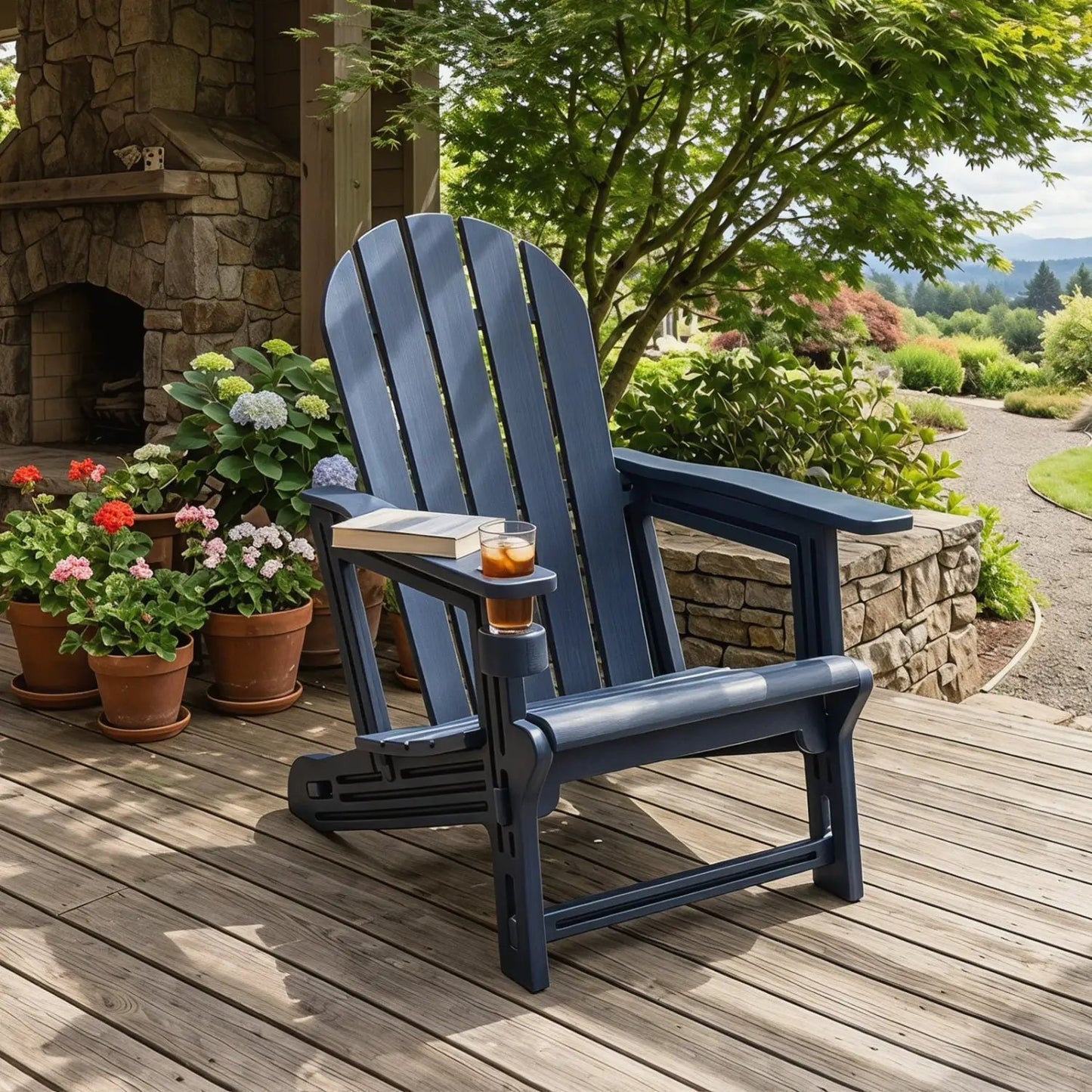 HDPE Adirondack Chair With Cup Holder Weatherproof