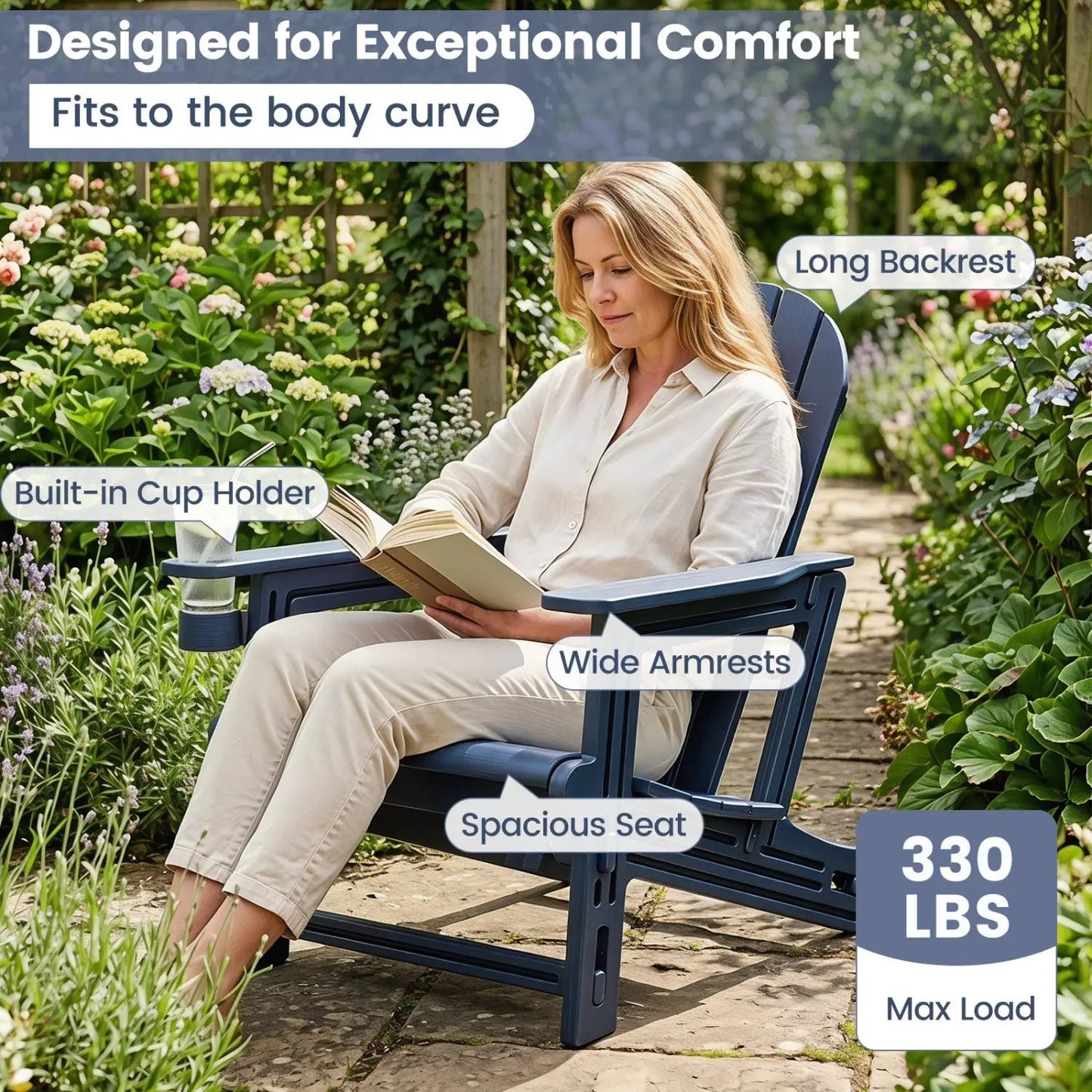 HDPE Adirondack Chair With Cup Holder Weatherproof