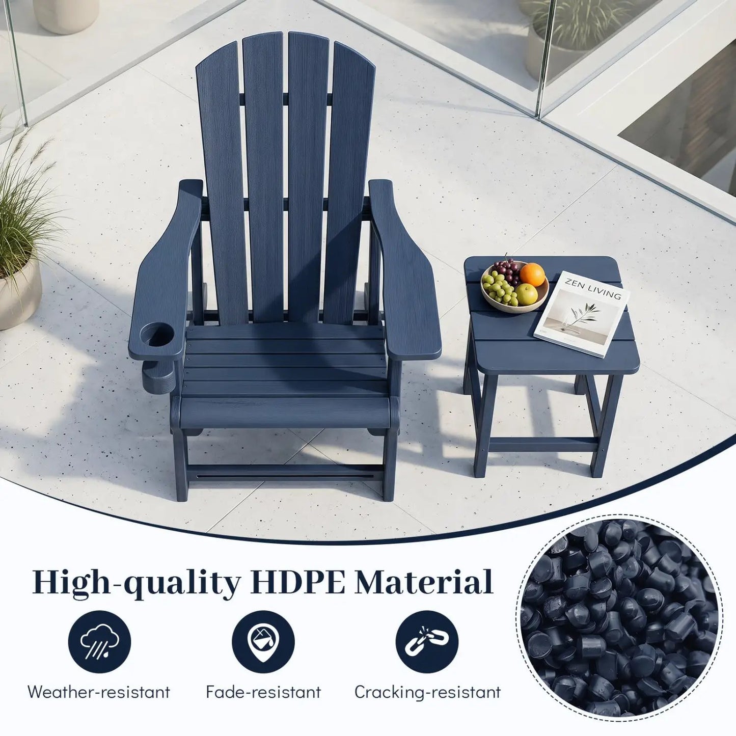 HDPE Adirondack Chair With Realistic Wood Grain