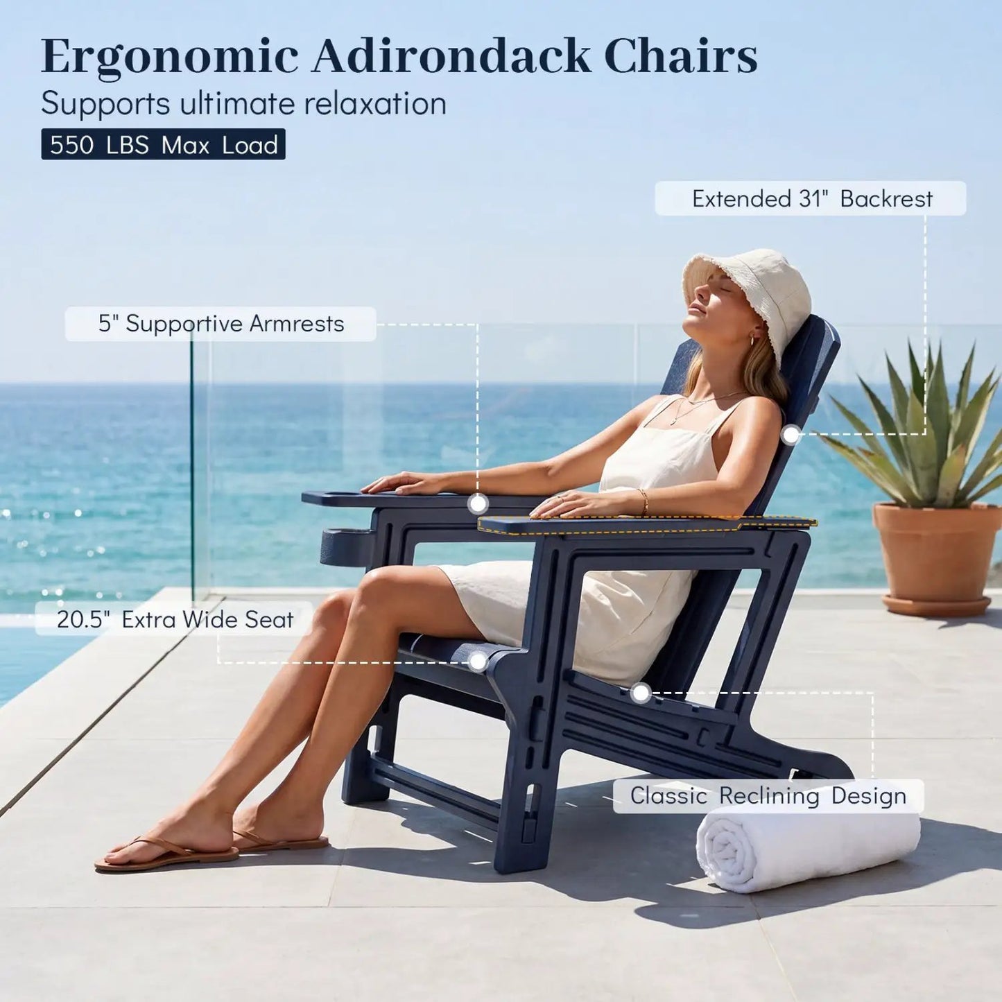 HDPE Adirondack Chair With Realistic Wood Grain