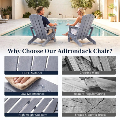 HDPE Adirondack Chair With Realistic Wood Grain
