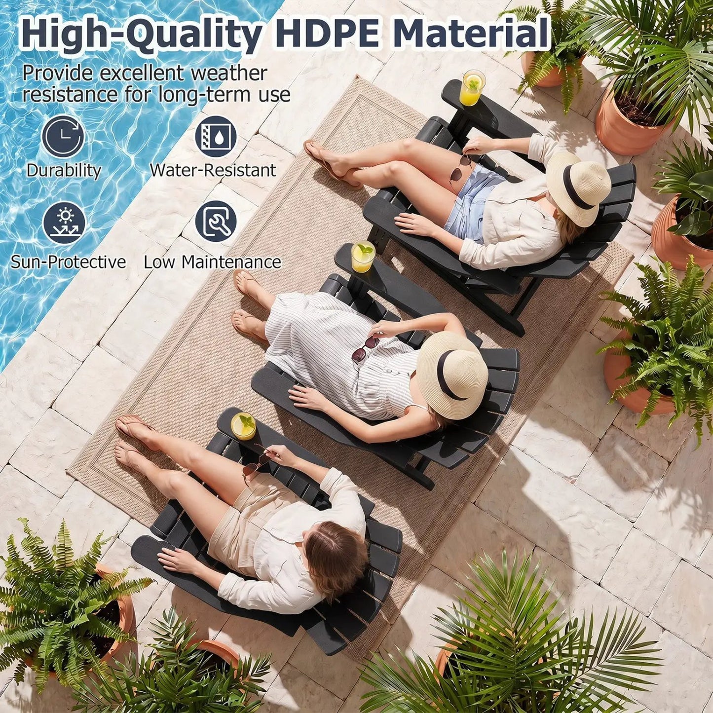 HDPE Adirondack Chair With Cup Holder Weatherproof
