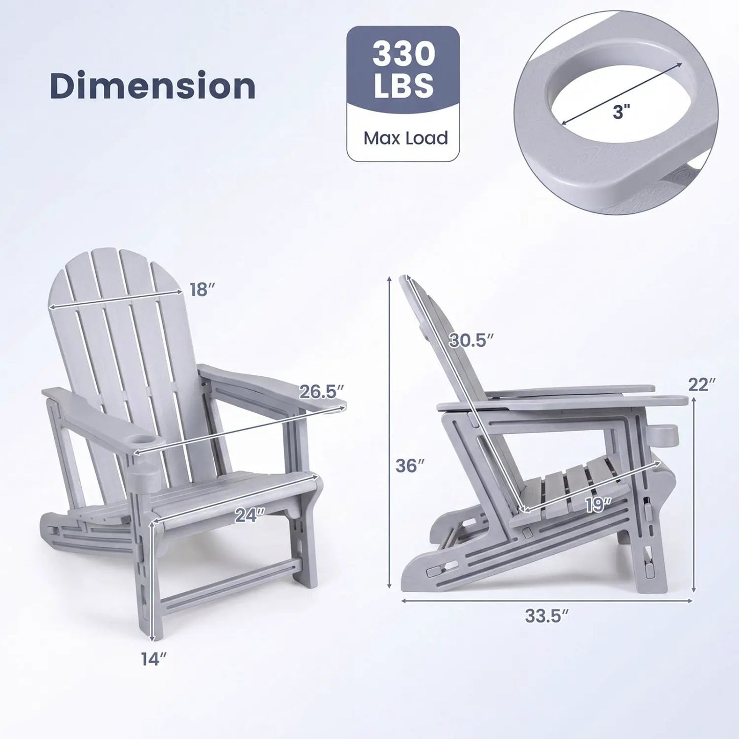 HDPE Adirondack Chair With Cup Holder Weatherproof
