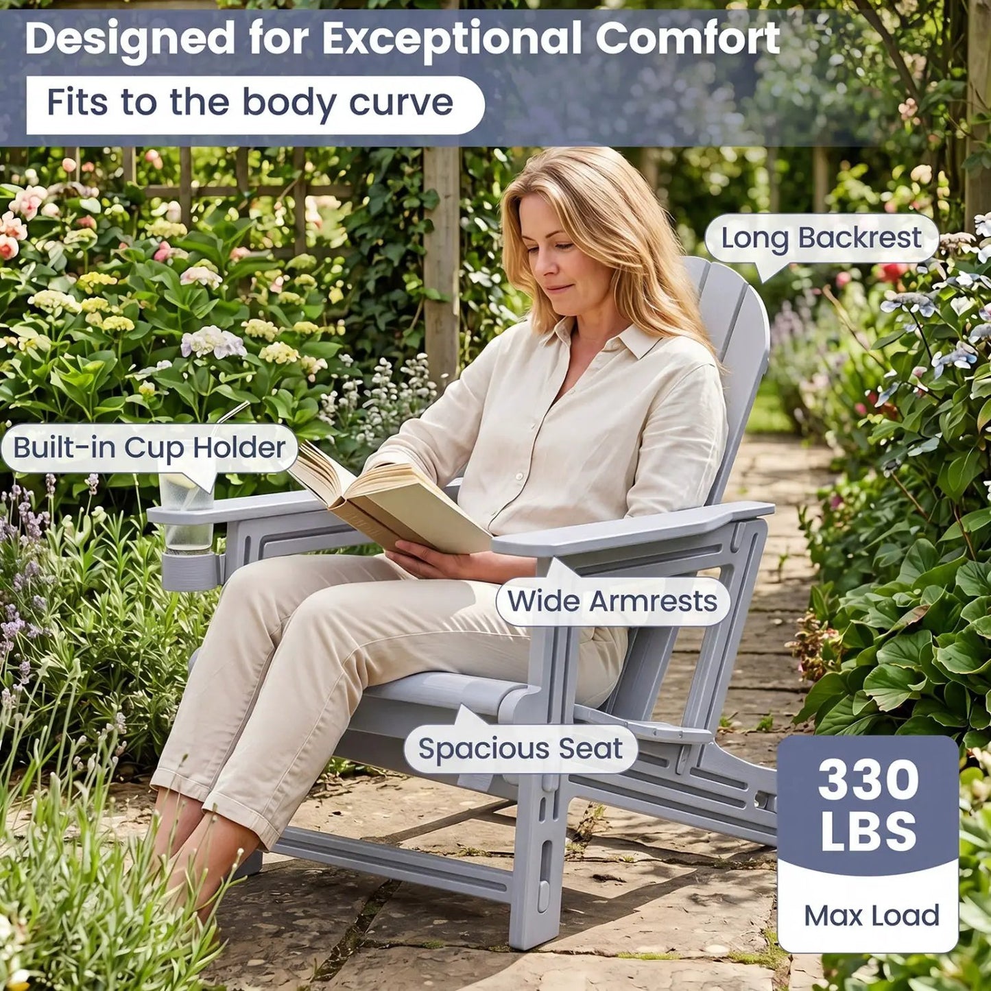 HDPE Adirondack Chair With Cup Holder Weatherproof