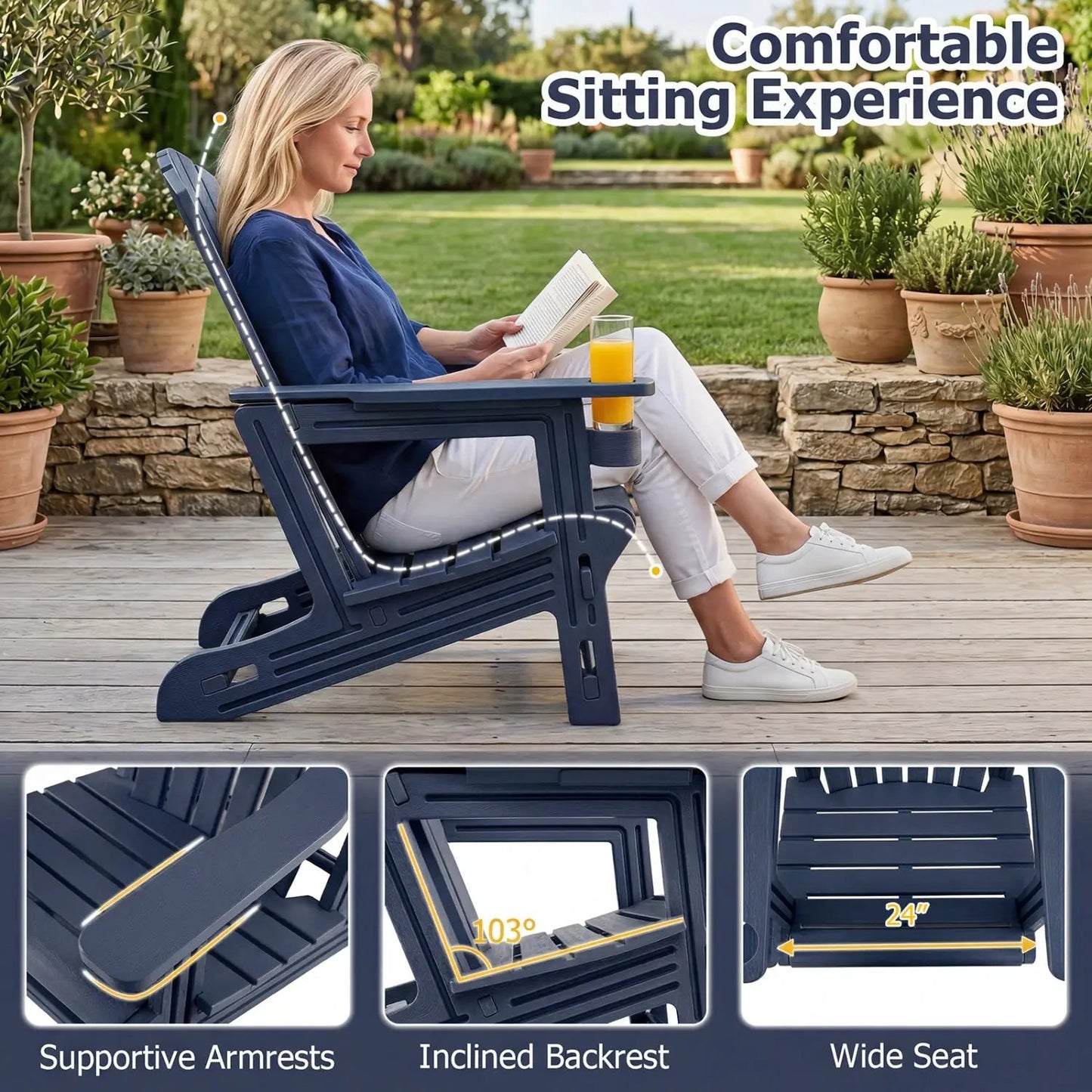 Adirondack Chair With Cup Holder Weather HDPE