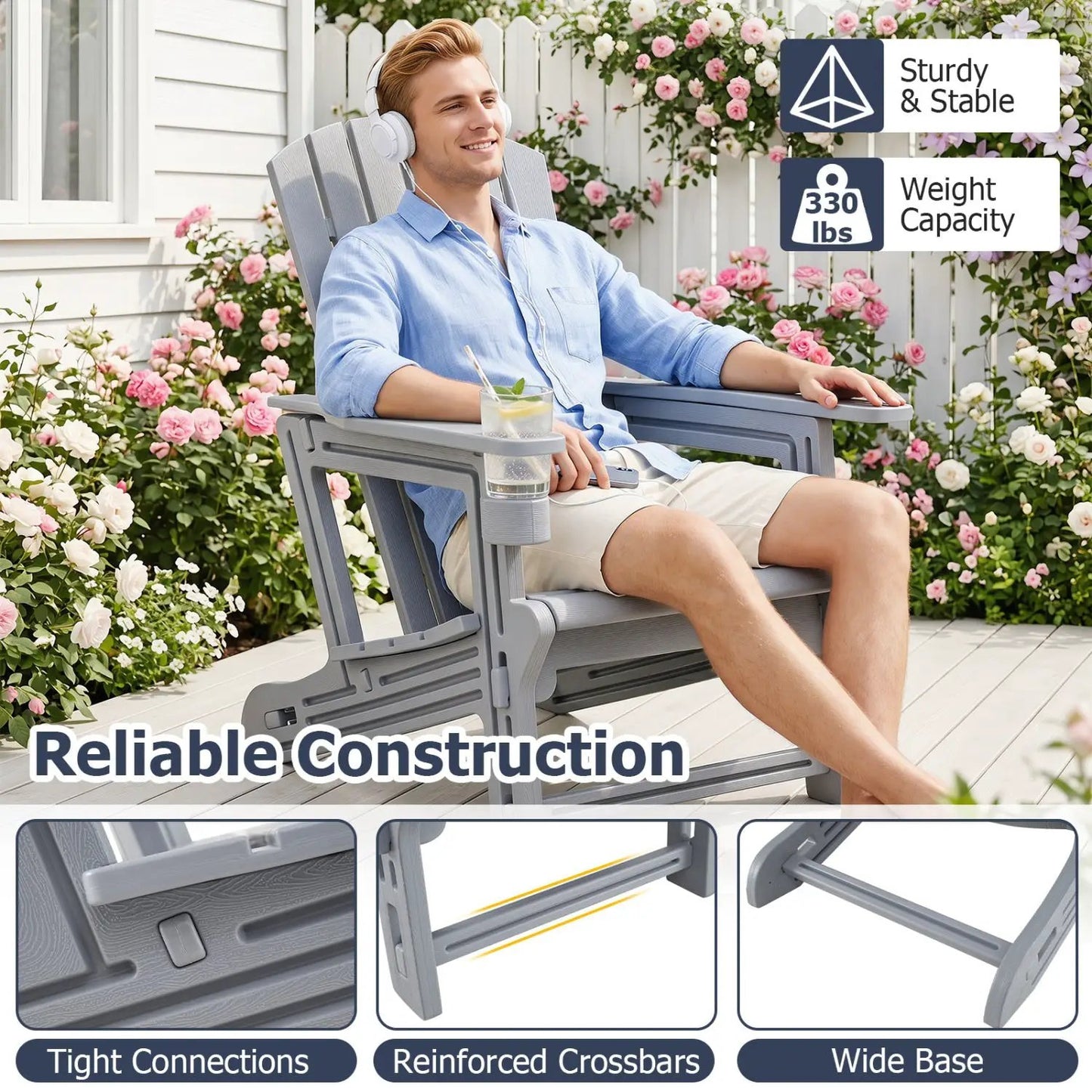 Adirondack Chair With Cup Holder Weather HDPE