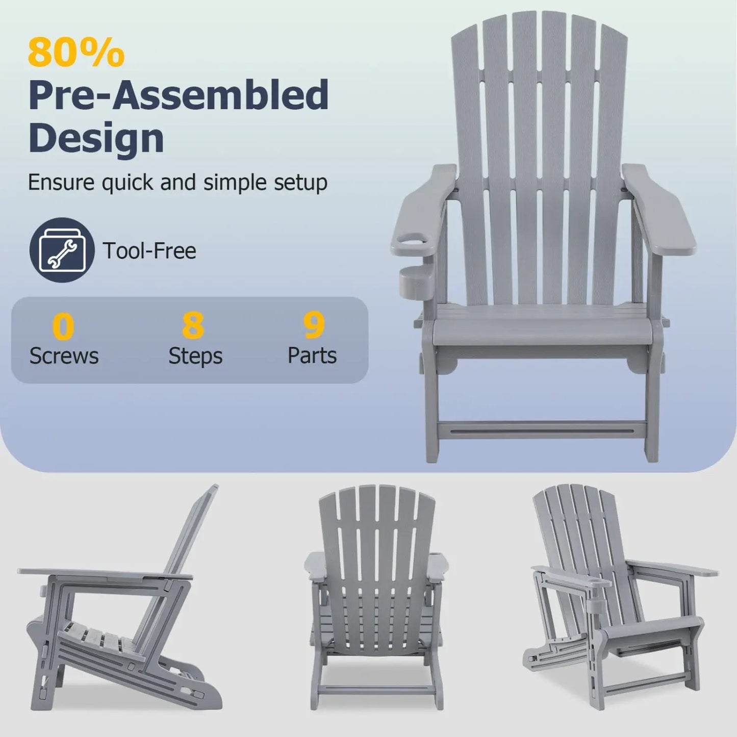 Adirondack Chair With Cup Holder Weather HDPE