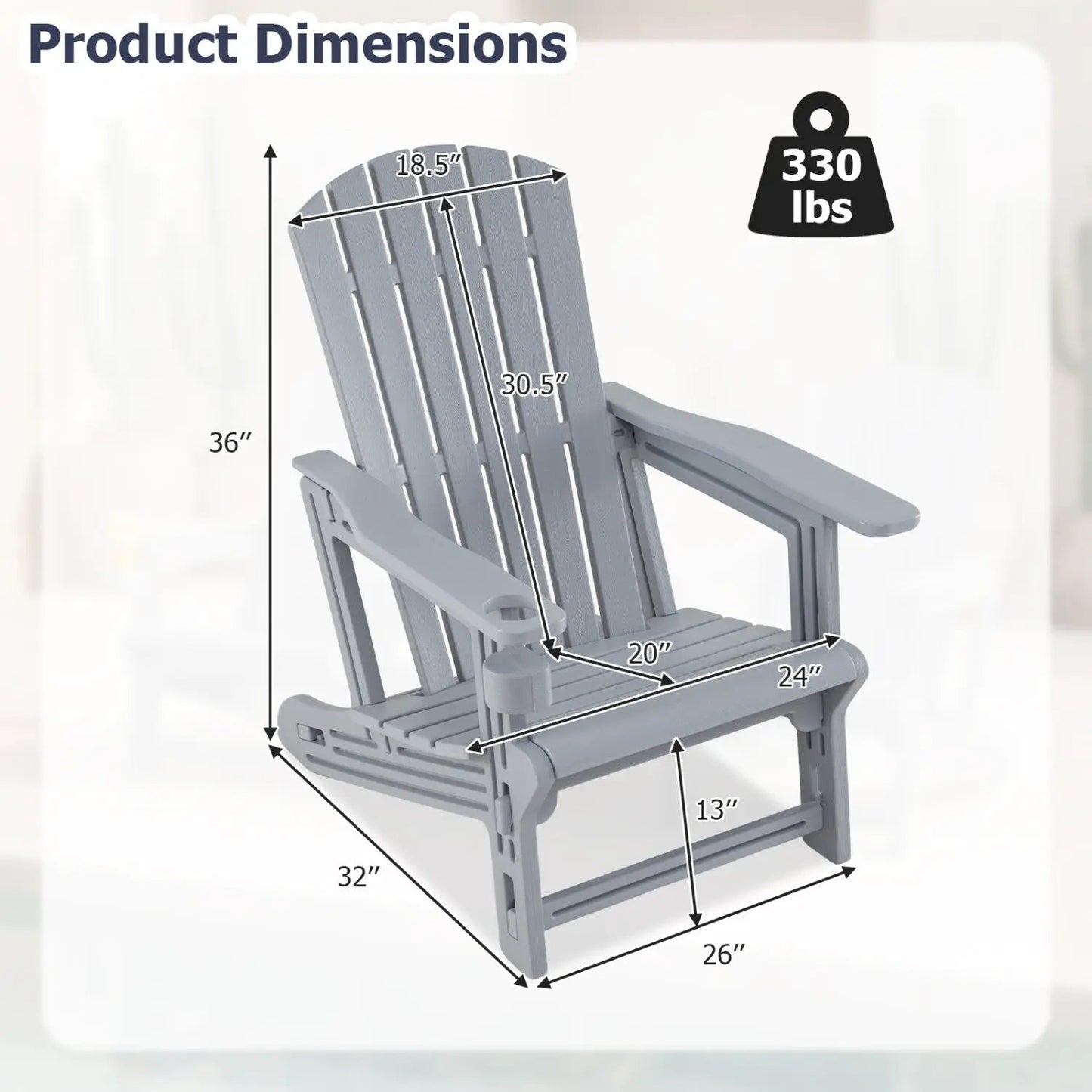 Adirondack Chair With Cup Holder Weather HDPE