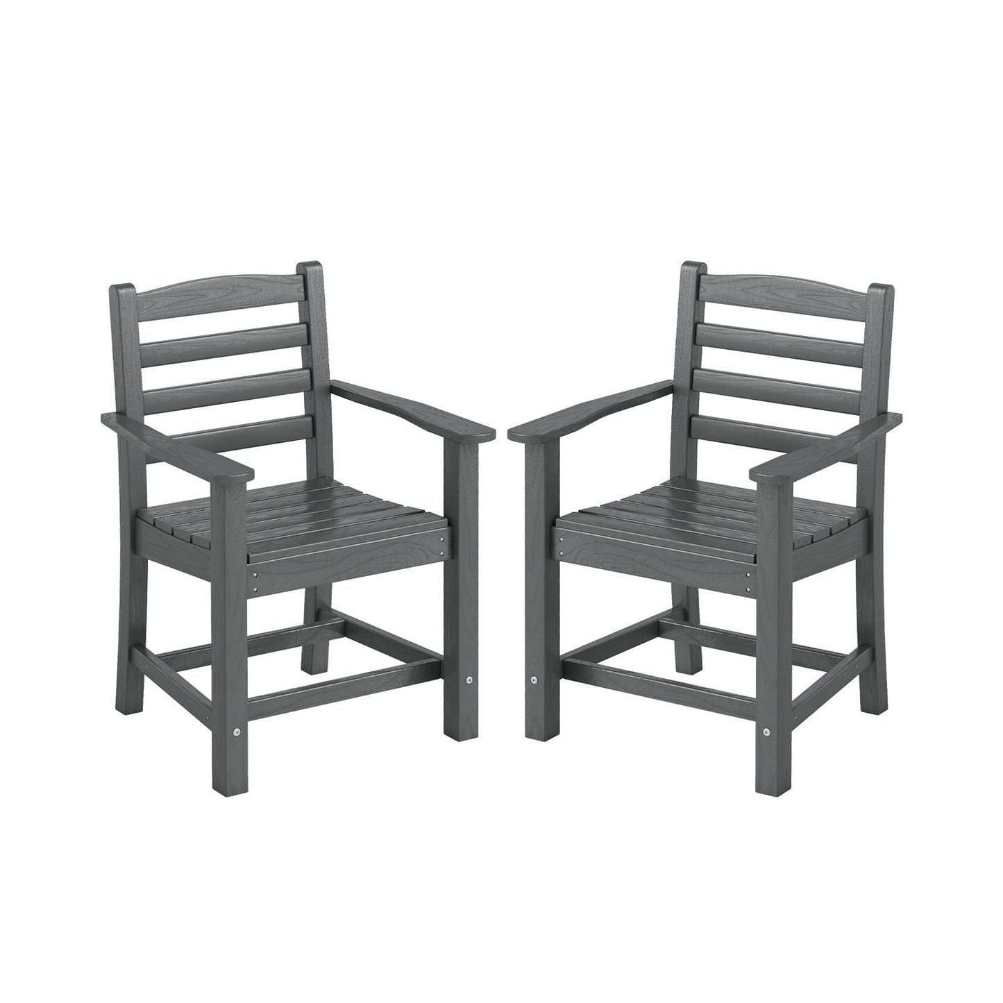 HDPE All Weather Patio Dining Chairs Set of 2 with Wide Armrests