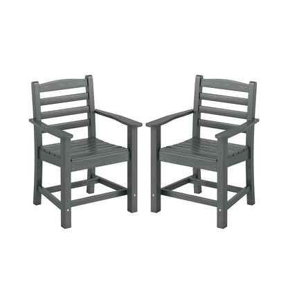 HDPE All Weather Patio Dining Chairs Set of 2 with Wide Armrests