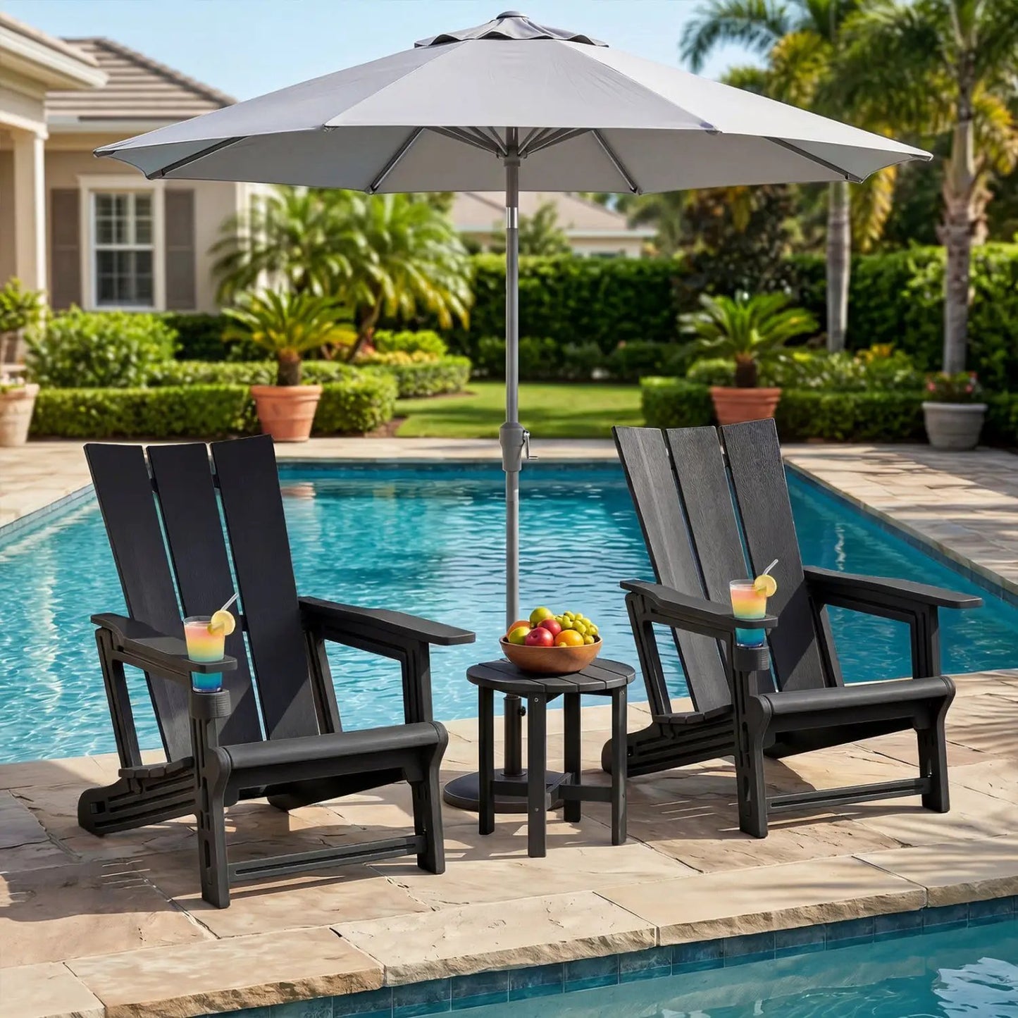 Adirondack Chair With Cup Holder HDPE Outdoor