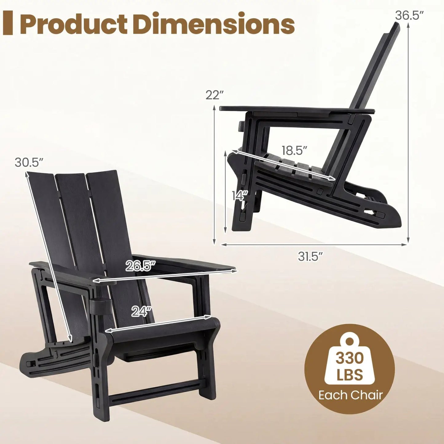 Adirondack Chair With Cup Holder HDPE Outdoor