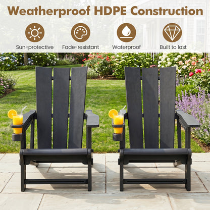 Adirondack Chair With Cup Holder HDPE Outdoor