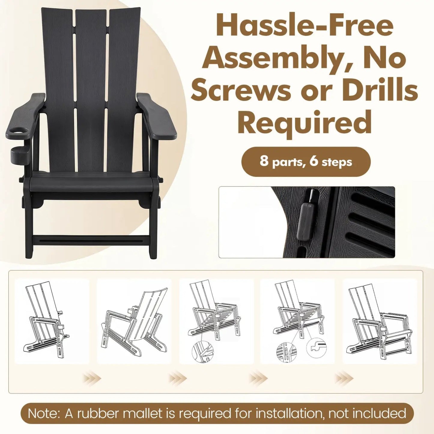 Adirondack Chair With Cup Holder HDPE Outdoor