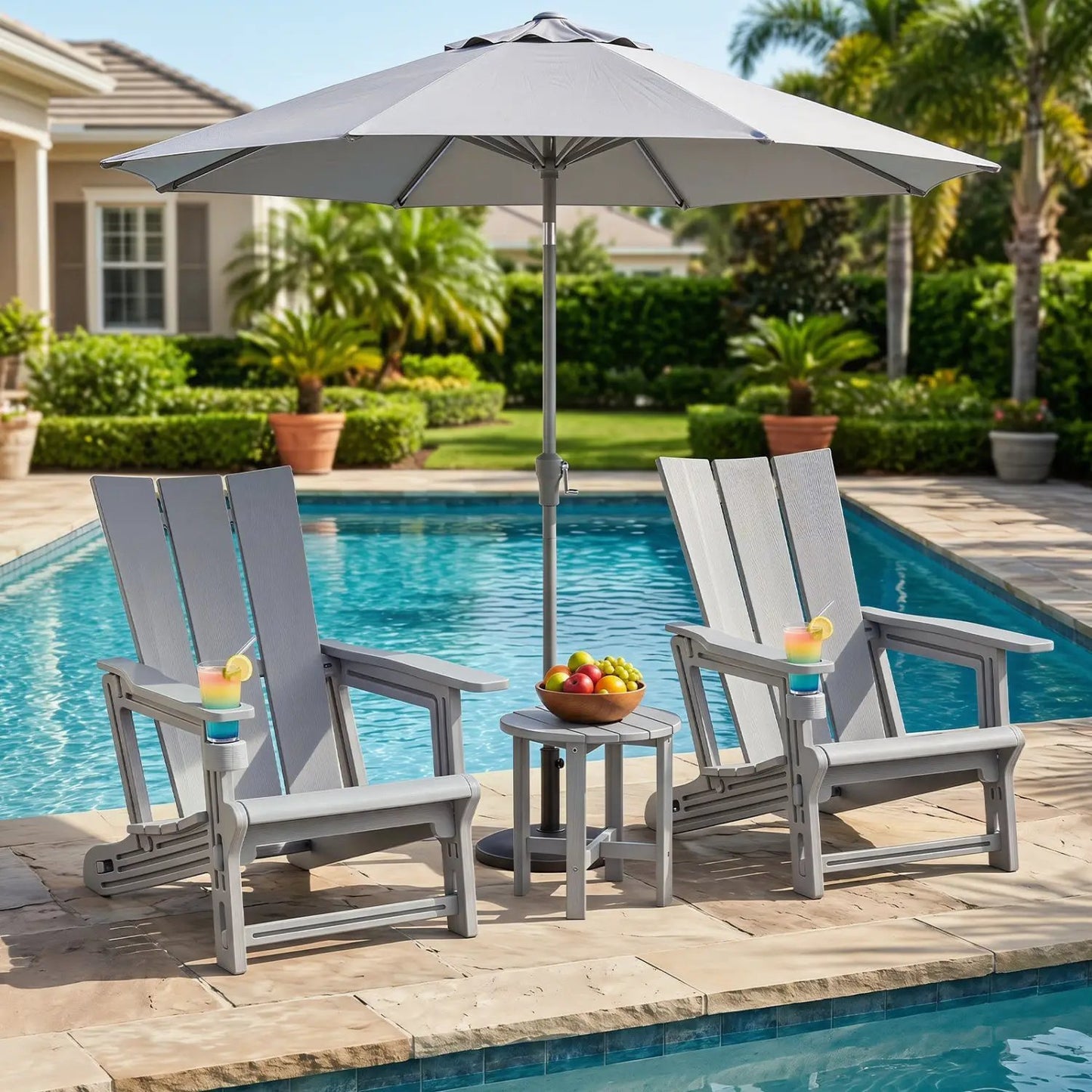 Adirondack Chair With Cup Holder HDPE Outdoor