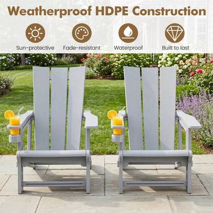 Adirondack Chair With Cup Holder HDPE Outdoor