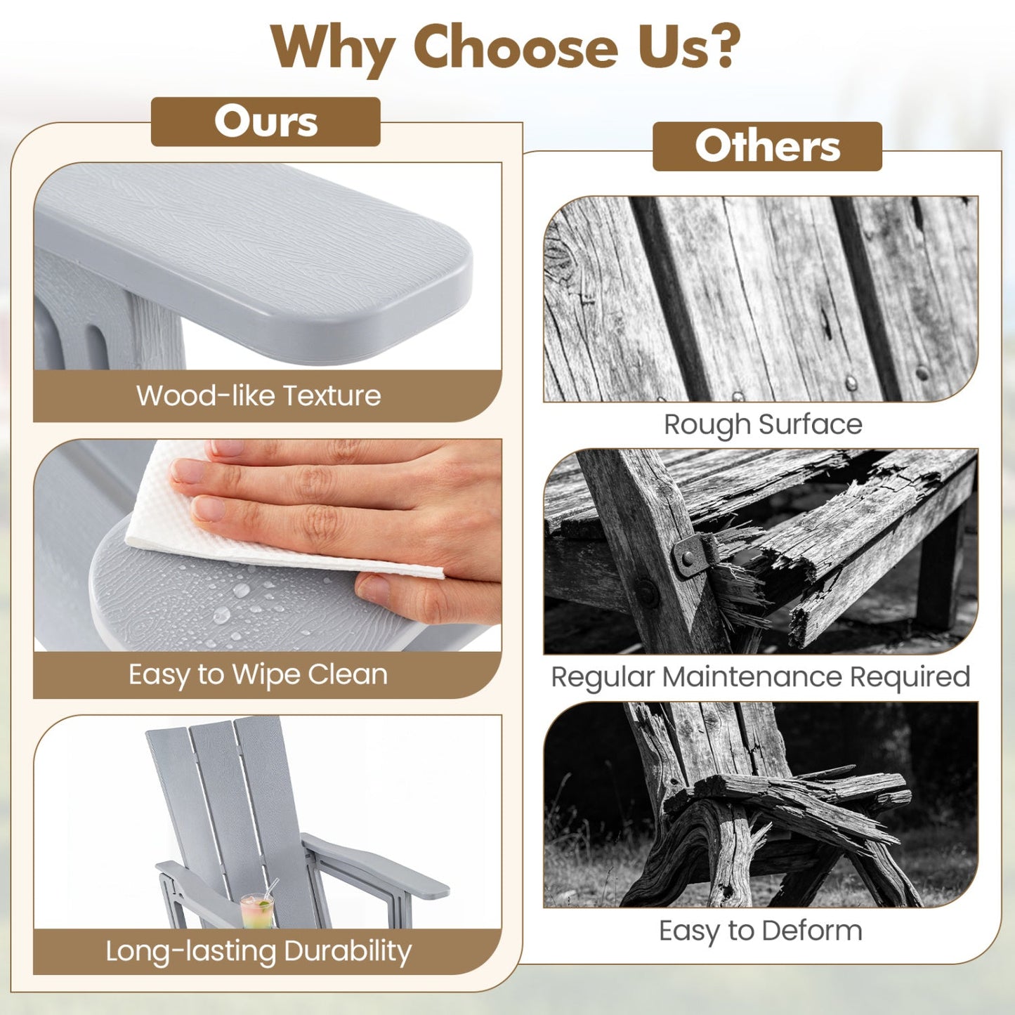 Adirondack Chair With Cup Holder HDPE Outdoor