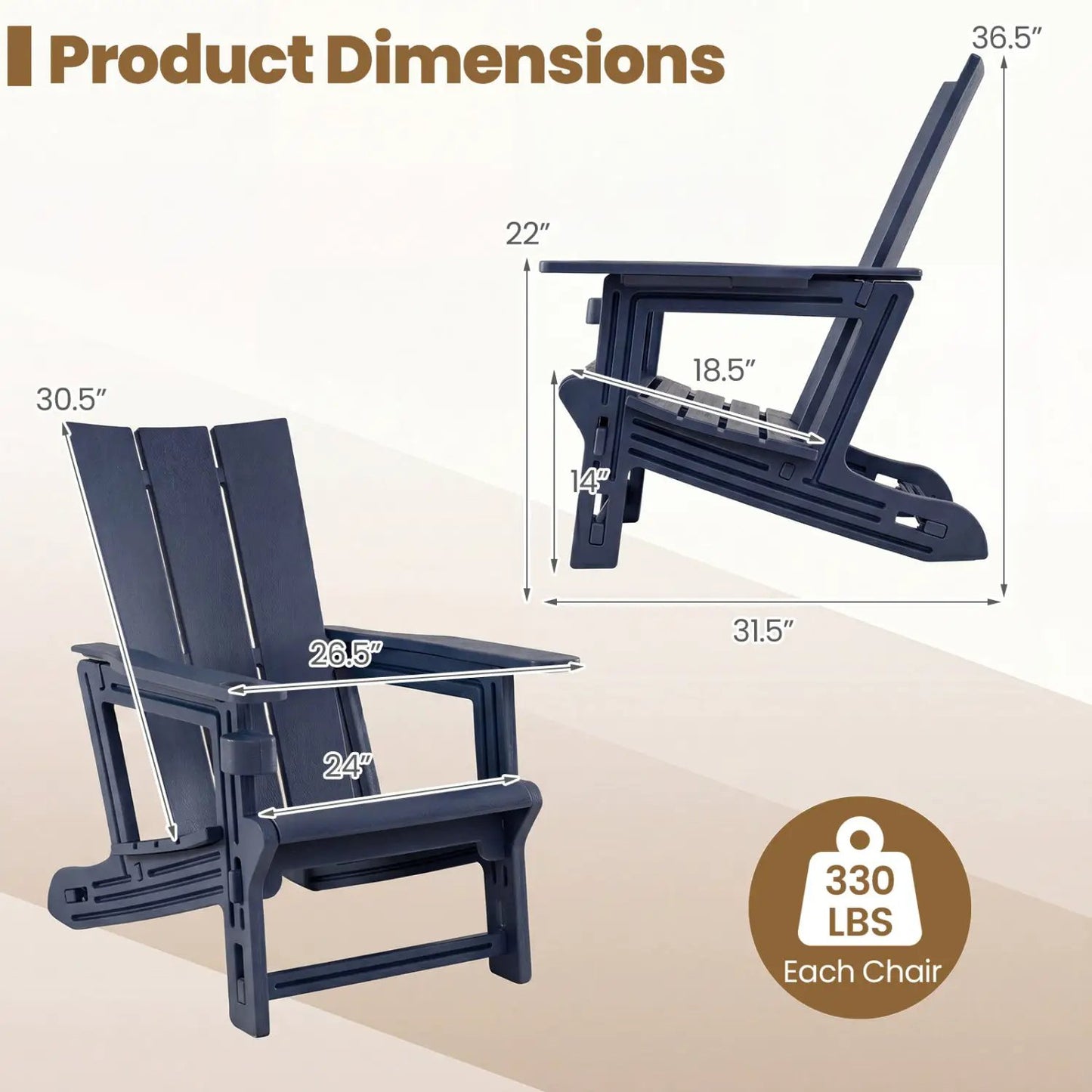 Adirondack Chair With Cup Holder HDPE Outdoor