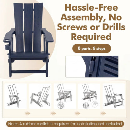 Adirondack Chair With Cup Holder HDPE Outdoor