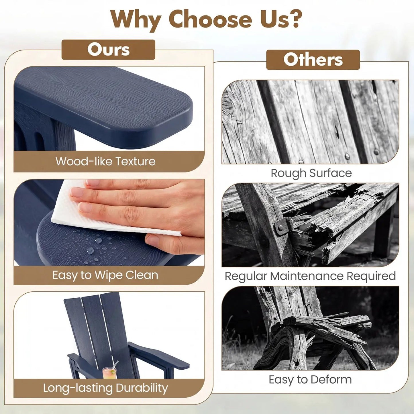 Adirondack Chair With Cup Holder HDPE Outdoor