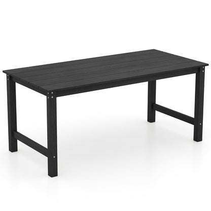 HDPE Outdoor Dining Table for 6 Person with Wood-Like Tabletop and Umbrella Hole