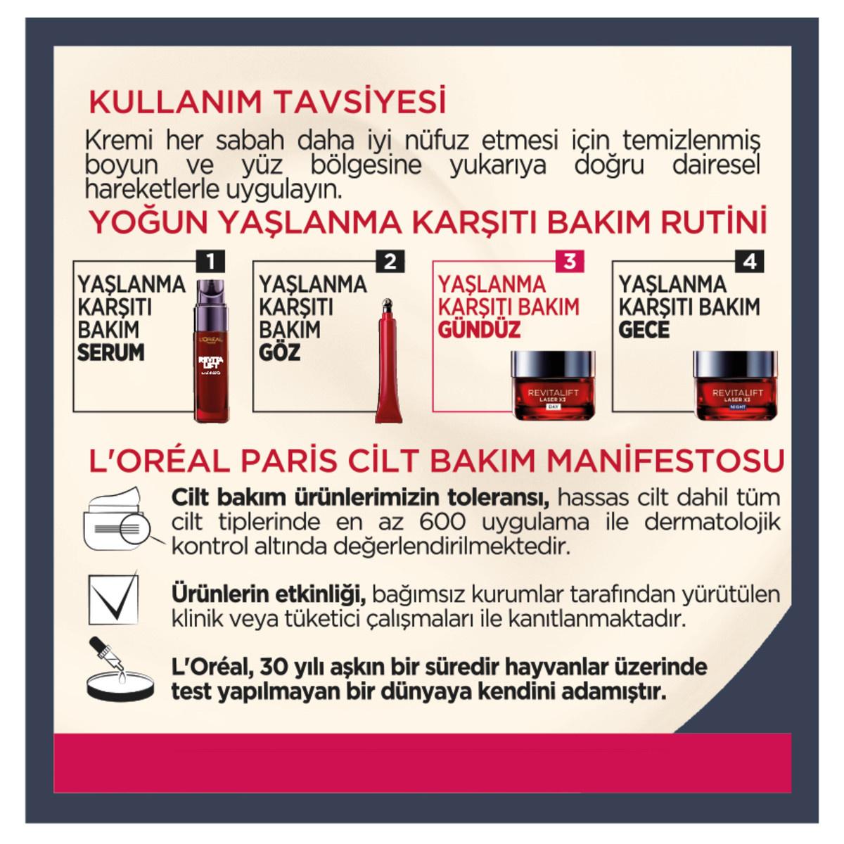 Face cream L'Oreal Paris Revitalift Lazer X3 anti-aging day cream poster with four-step skincare lineup on Tampa Home & Garden Store