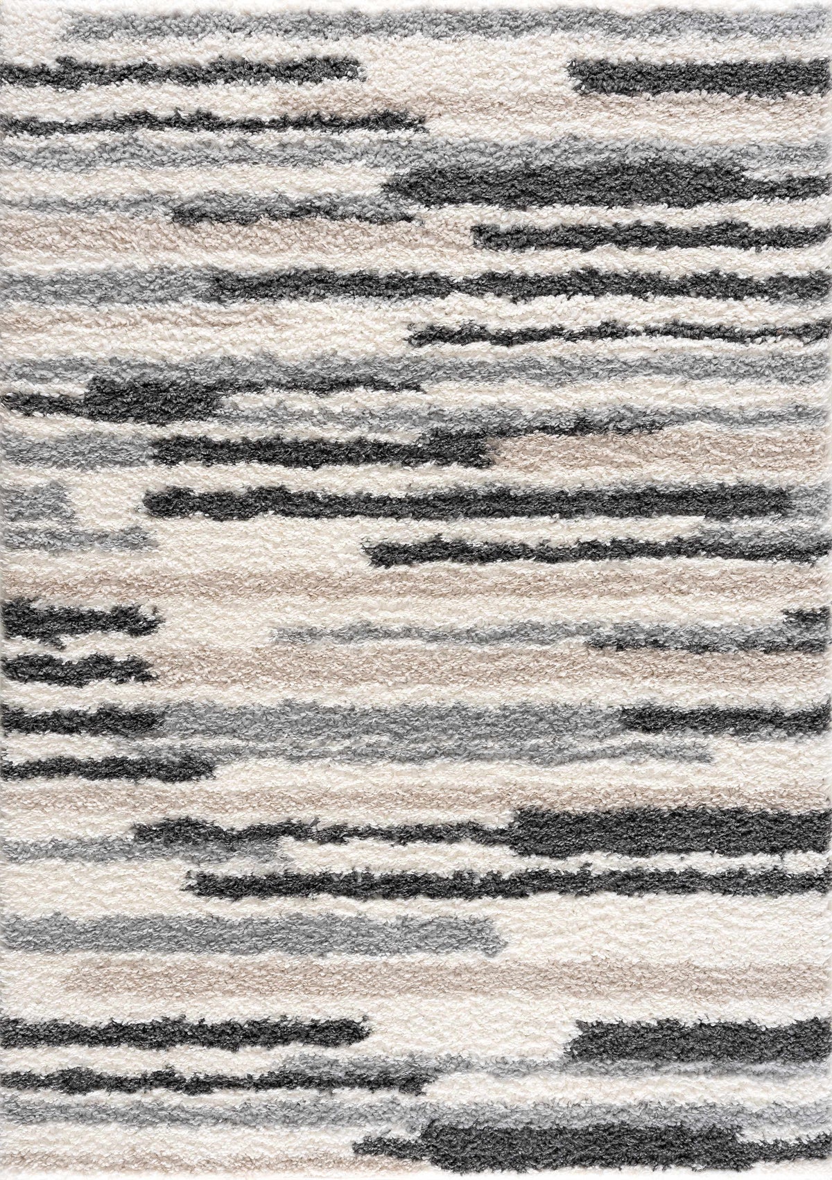 Zoya irregular striped area rug beige gray black tones by Boutique Rugs on Tampa Home & Garden Store