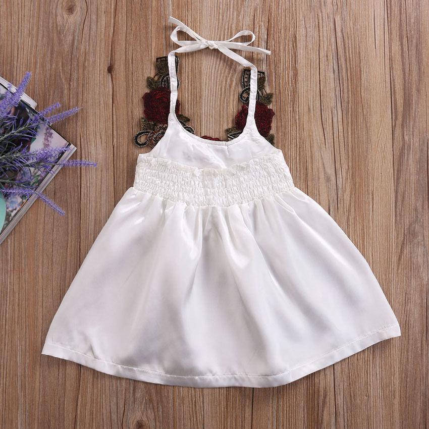 Stevvex baby girl white satin sundress with smocked waist and halter straps for 0-5Y on Tampa Home & Garden Store