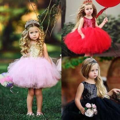 Baby Girl Sleeveless Sequin Party Tulle Dress
