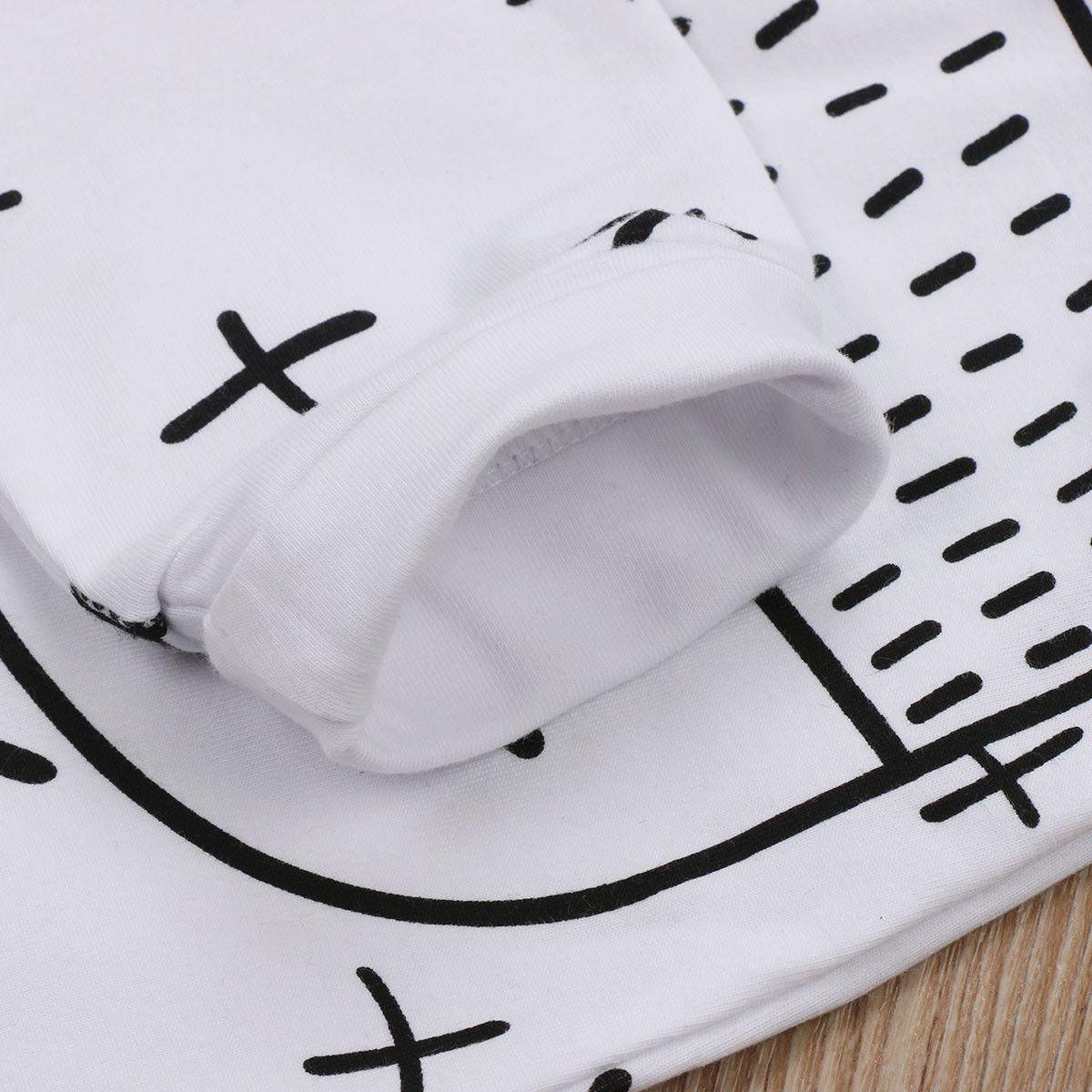 Stevvex baby pants white with black X print, cuffed hem, 0-24M trousers on Tampa Home & Garden Store