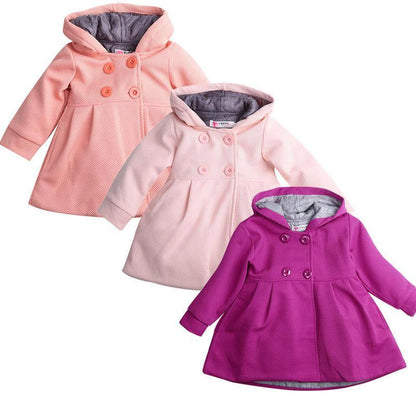Stevvex toddler hooded puffer coats set for baby girls in pink and purple with buttons on Tampa Home & Garden Store