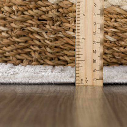 Basia Area Rug natural beige jute fibers with measuring ruler for scale Boutique Rugs on Tampa Home & Garden Store