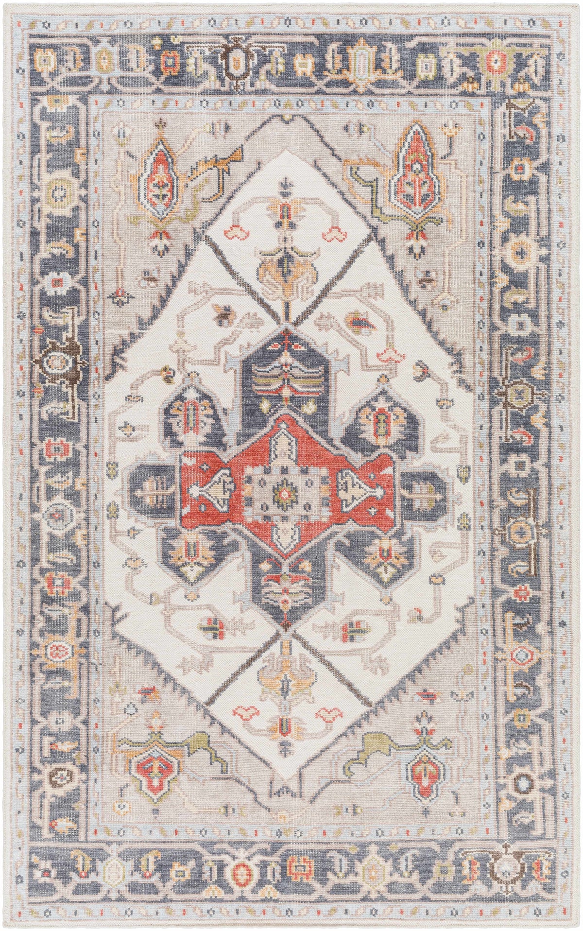 Halayhayin Premium Rug ivory with navy border and ornate medallion Boutique Rugs on Tampa Home & Garden Store