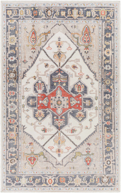 Halayhayin Premium Rug ivory with navy border and ornate medallion Boutique Rugs on Tampa Home & Garden Store