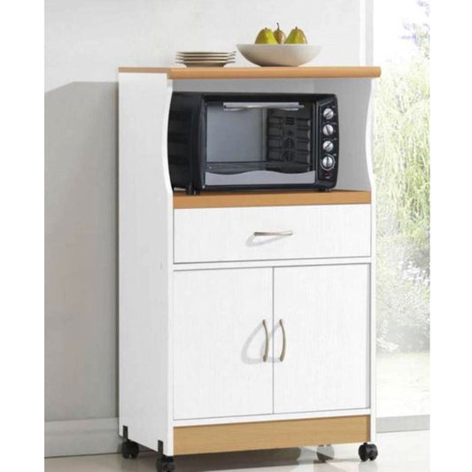 Carro microondas con ruedas giratorias para despensa de cocina blanco