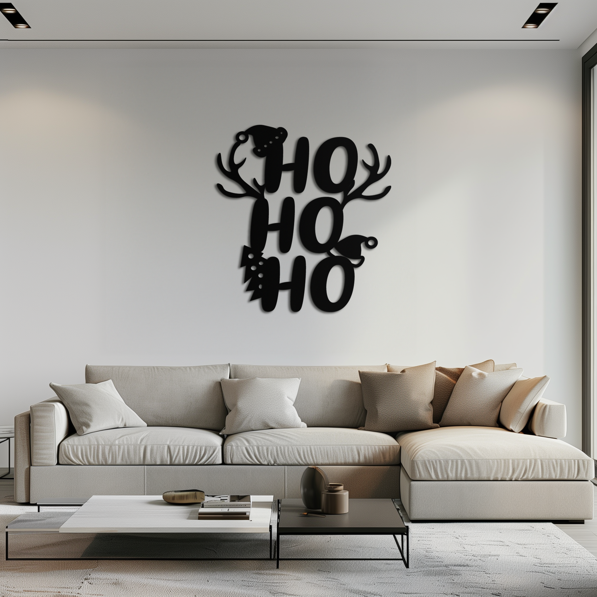 HO HO HO Metal Wall Art - Christmas Reindeer Antler Holiday Decor- KAF312 - Tampa Home & Garden Store