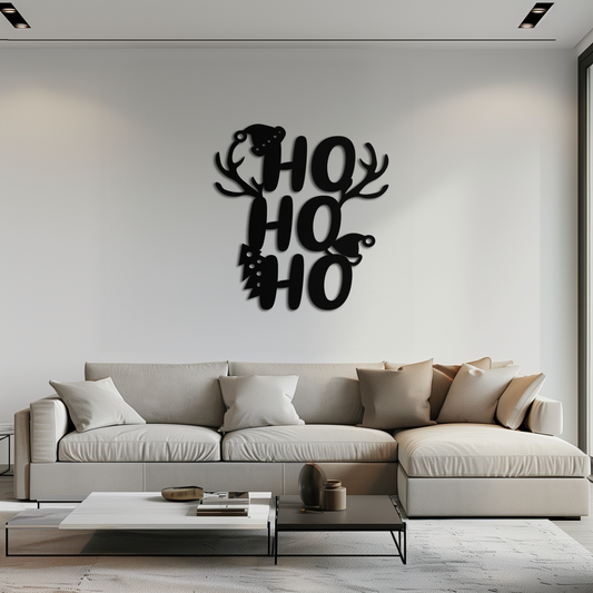 HO HO HO Metal Wall Art - Christmas Reindeer Antler Holiday Decor- KAF312 - Tampa Home & Garden Store