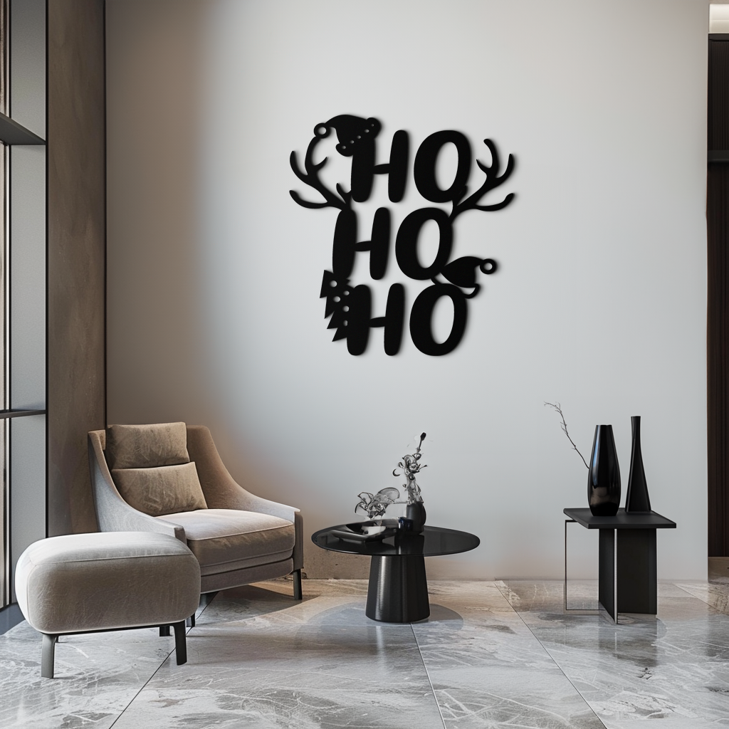 HO HO HO Metal Wall Art - Christmas Reindeer Antler Holiday Decor- KAF312 - Tampa Home & Garden Store