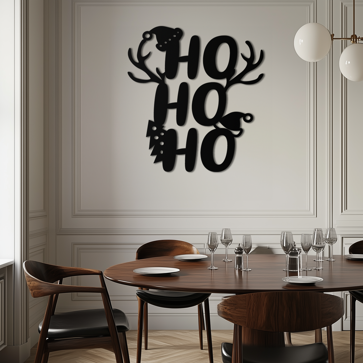 HO HO HO Metal Wall Art - Christmas Reindeer Antler Holiday Decor- KAF312 - Tampa Home & Garden Store