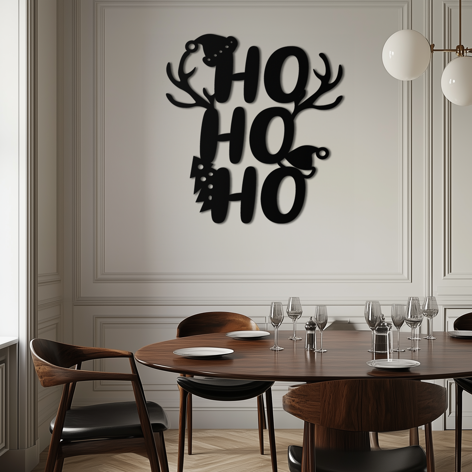 HO HO HO Metal Wall Art - Christmas Reindeer Antler Holiday Decor- KAF312 - Tampa Home & Garden Store