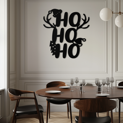 HO HO HO Metal Wall Art - Christmas Reindeer Antler Holiday Decor- KAF312 - Tampa Home & Garden Store
