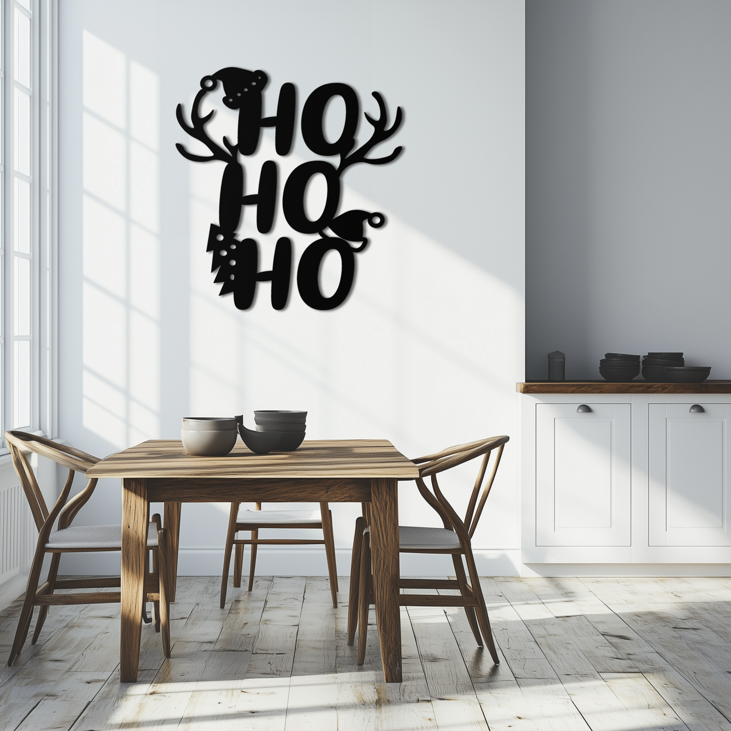 HO HO HO Metal Wall Art - Christmas Reindeer Antler Holiday Decor- KAF312 - Tampa Home & Garden Store