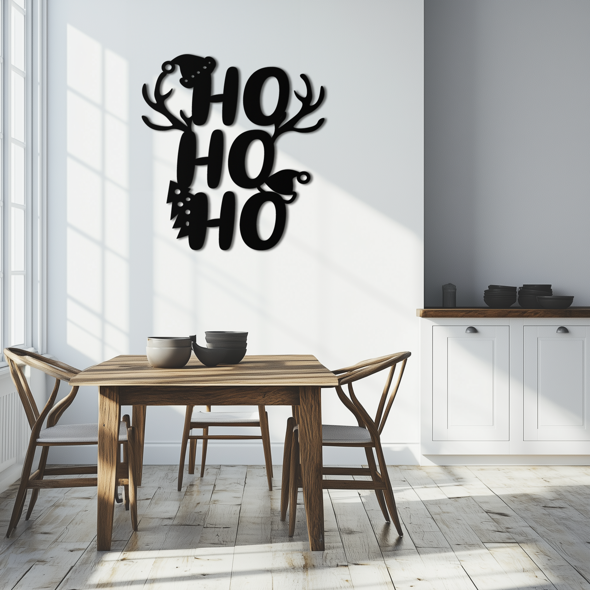 HO HO HO Metal Wall Art - Christmas Reindeer Antler Holiday Decor- KAF312 - Tampa Home & Garden Store
