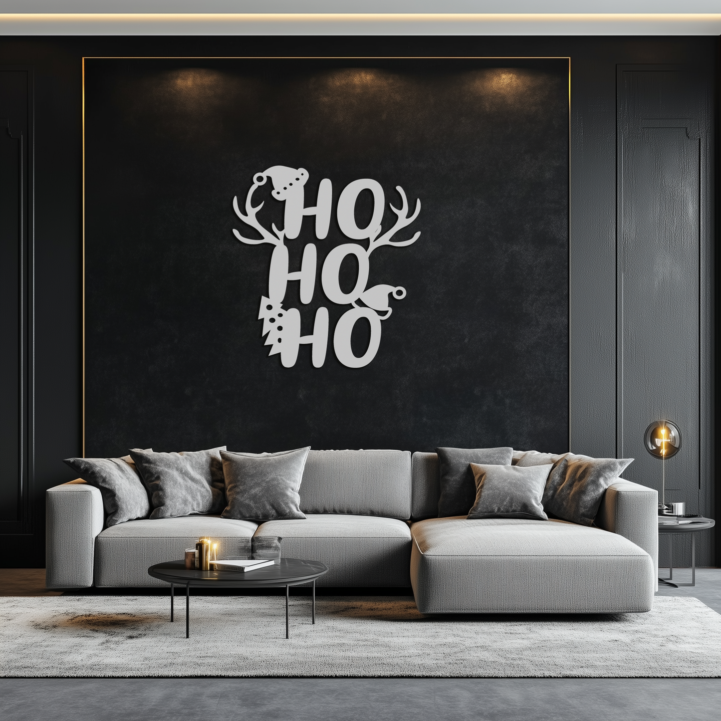 HO HO HO Metal Wall Art - Christmas Reindeer Antler Holiday Decor- KAF312 - Tampa Home & Garden Store